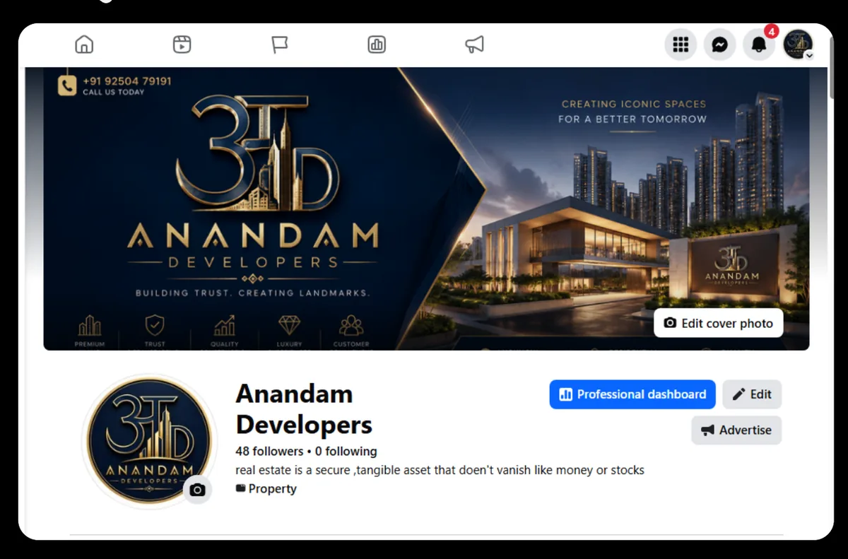 Anandam Developers social media portfolio by BrandUp Digital Marketing
