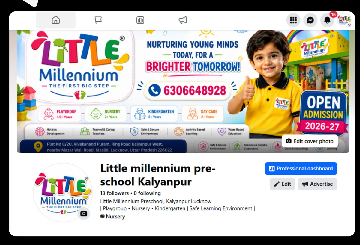 Little Millennium Pre School Kalyanpur social media portfolio by BrandUp Digital Marketing
