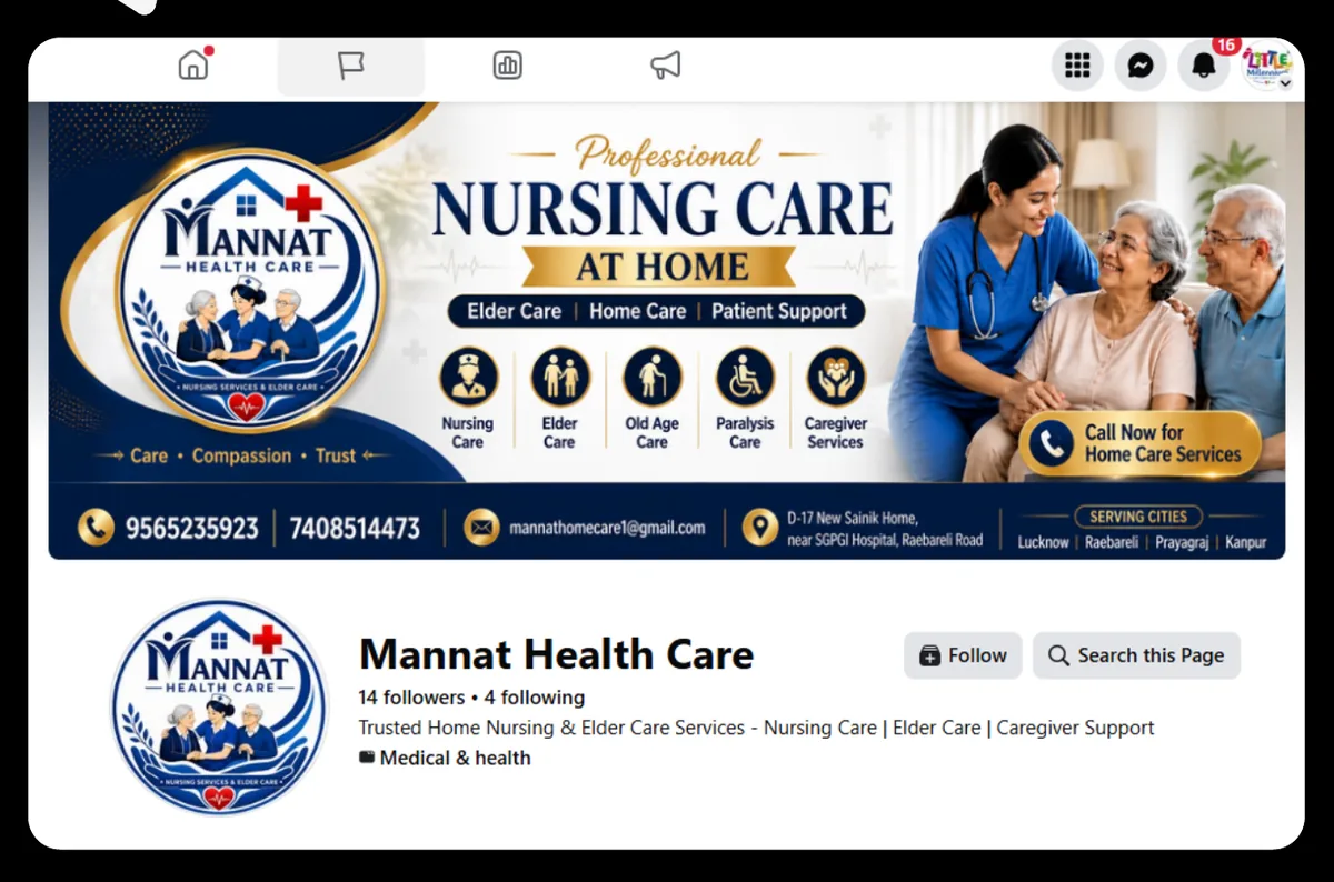 Mannat Health Care social media portfolio by BrandUp Digital Marketing
