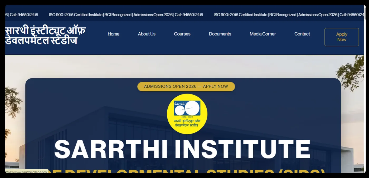 Sarrthi College College Website designed by BrandUp Digital Marketing