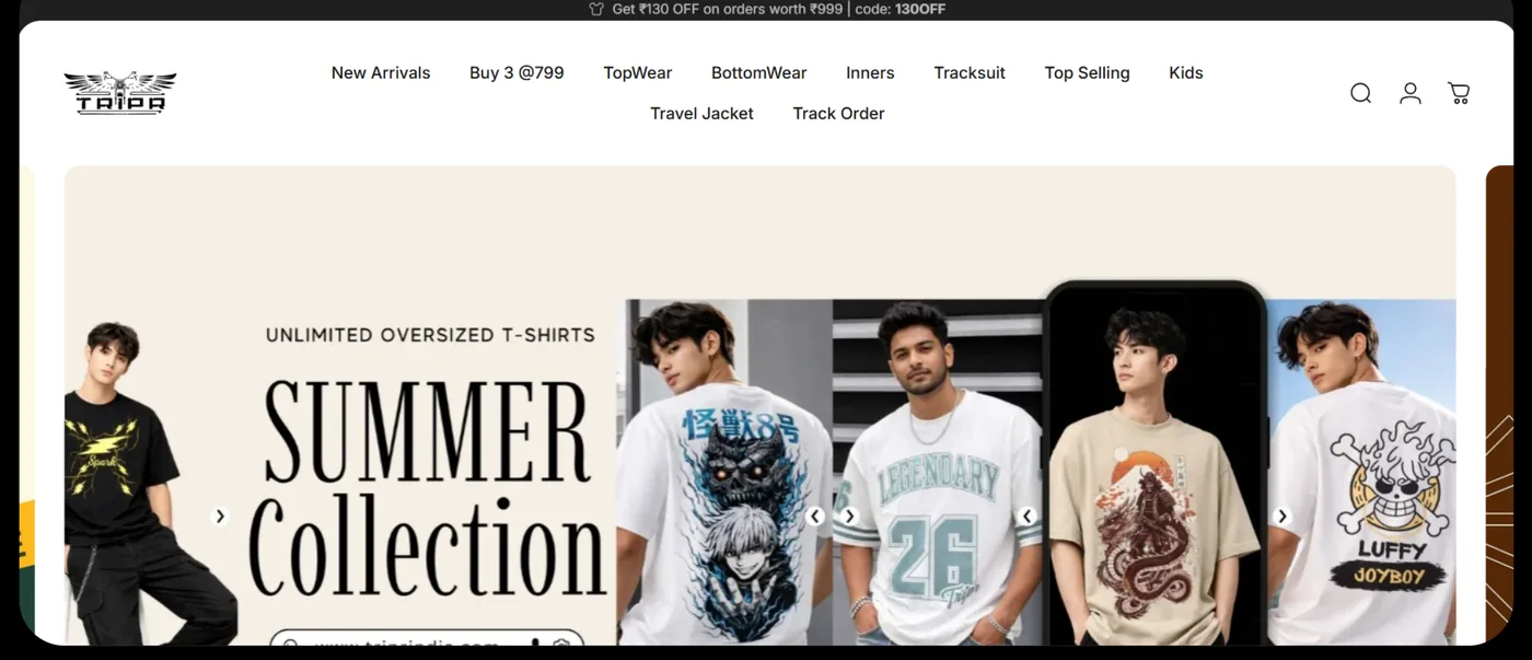 Tripr India Ecommerce Website designed by BrandUp Digital Marketing