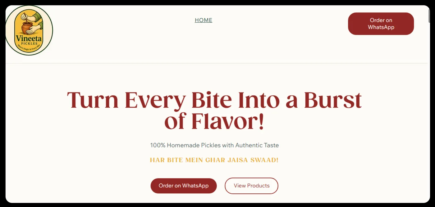 Vineeta Pickles Ecommerce Website designed by BrandUp Digital Marketing